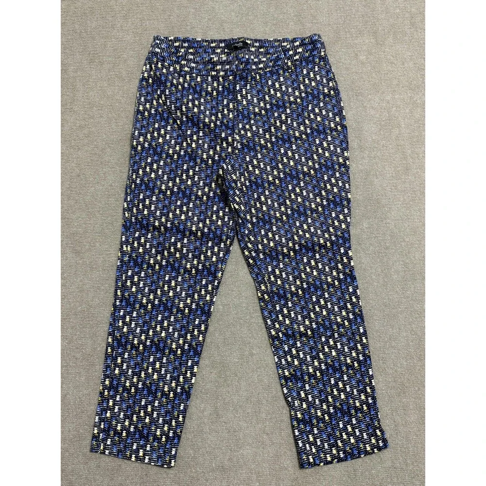 Rafaella Pants Womens 10P Petite‎ Blue Geometric Ankle Stretch Cotton Spandex